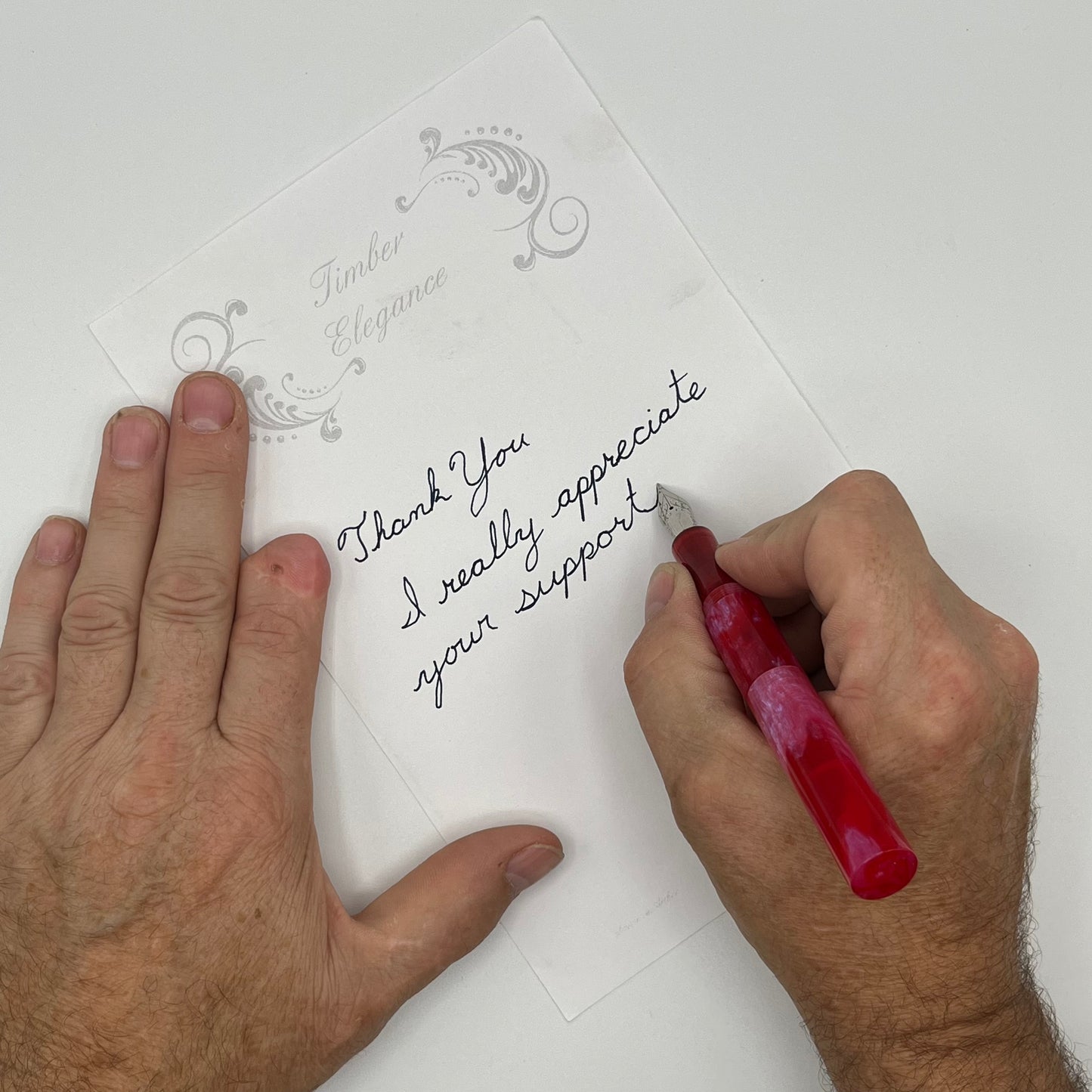 Pocket Fountain Pen - Red Marble