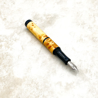 Pocket Fountain Pen - Yellow Cedar Burl with Black
