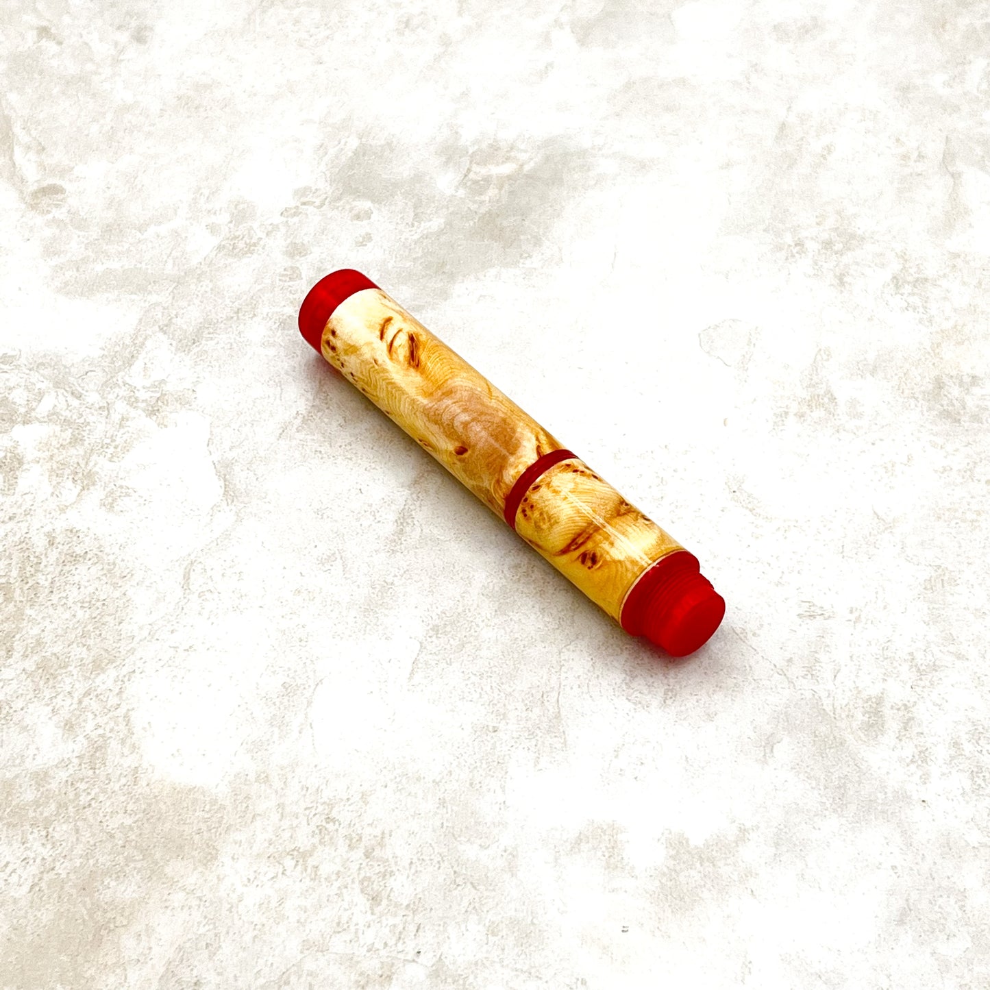 Pocket Fountain Pen - Yellow Cedar Burl with Red