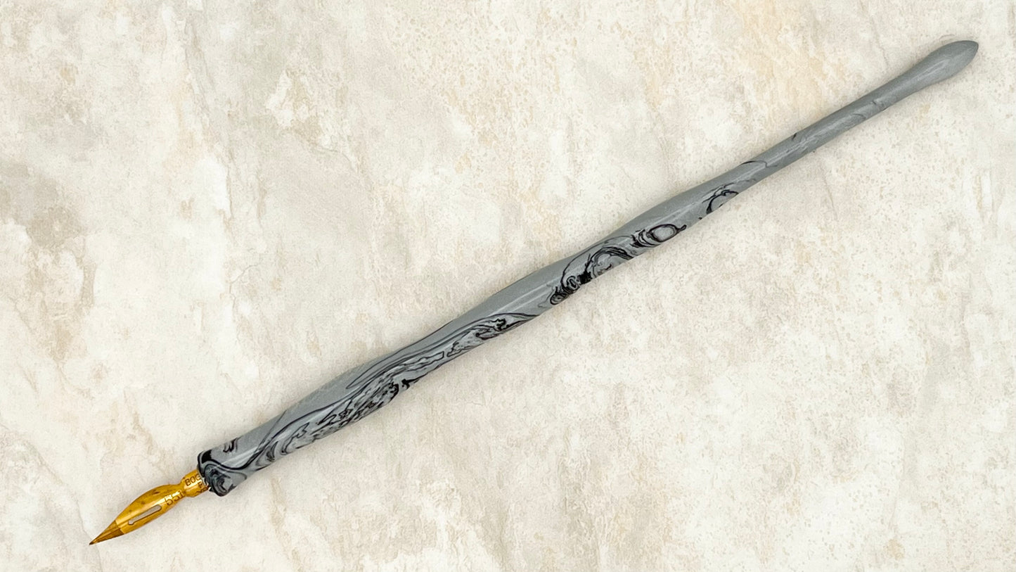 Straight Holder in Grey Marble